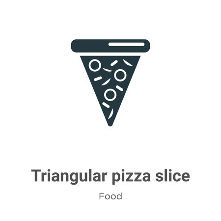 Triangular pizza slice vector icon on white background. Flat vector triangular pizza slice icon symbol sign from modern food collection for mobile concept and web apps design.のイラスト素材
