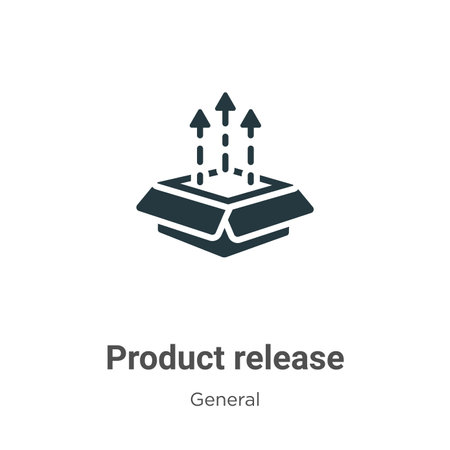 Product release vector icon on white background. Flat vector product release icon symbol sign from modern general collection for mobile concept and web apps design.のイラスト素材