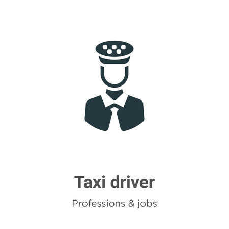 Taxi driver vector icon on white background. Flat vector taxi driver icon symbol sign from modern professions & jobs collection for mobile concept and web apps design.のイラスト素材