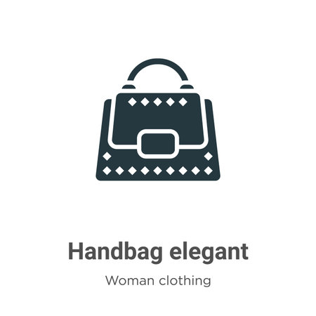 Handbag elegant vector icon on white background. Flat vector handbag elegant icon symbol sign from modern woman clothing collection for mobile concept and web apps design.のイラスト素材
