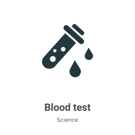 Blood test glyph icon vector on white background. Flat vector blood test icon symbol sign from modern science collection for mobile concept and web apps design.のイラスト素材