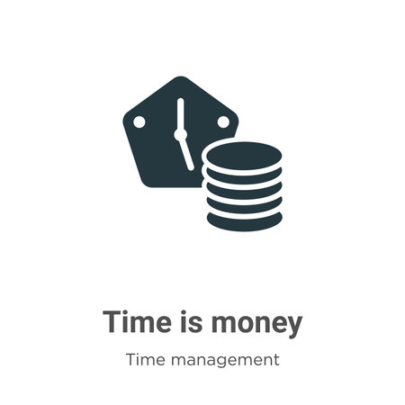 Time is money glyph icon vector on white background. Flat vector time is money icon symbol sign from modern time management collection for mobile concept and web apps design.のイラスト素材