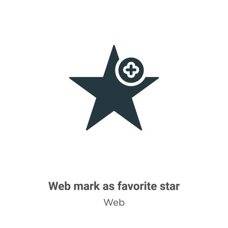 Web mark as favorite star glyph icon vector on white background. Flat vector web mark as favorite star icon symbol sign from modern web collection for mobile concept and web apps design.のイラスト素材