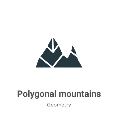 Polygonal mountains glyph icon vector on white background. Flat vector polygonal mountains icon symbol sign from modern geometry collection for mobile concept and web apps design.のイラスト素材