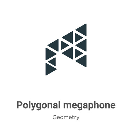 Polygonal megaphone glyph icon vector on white background. Flat vector polygonal megaphone icon symbol sign from modern geometry collection for mobile concept and web apps design.のイラスト素材