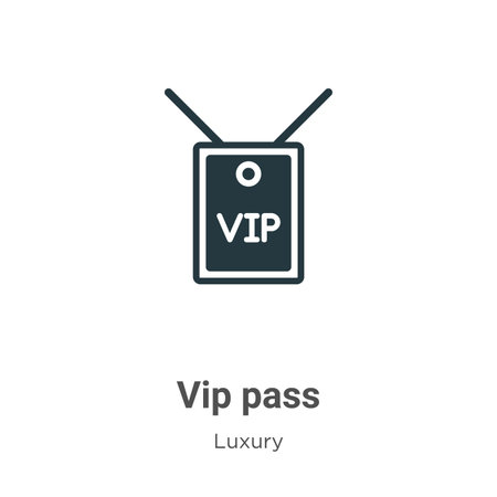 Vip pass glyph icon vector on white background. Flat vector vip pass icon symbol sign from modern luxury collection for mobile concept and web apps design.のイラスト素材