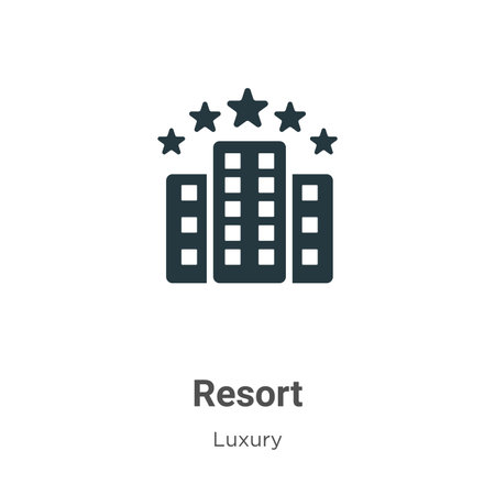 Resort glyph icon vector on white background. Flat vector resort icon symbol sign from modern luxury collection for mobile concept and web apps design.のイラスト素材