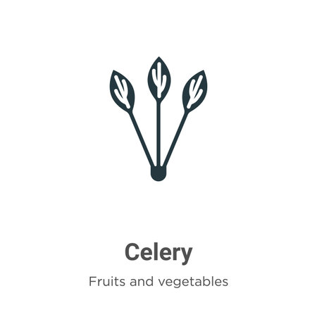 Celery glyph icon vector on white background. Flat vector celery icon symbol sign from modern fruits and vegetables collection for mobile concept and web apps design.のイラスト素材