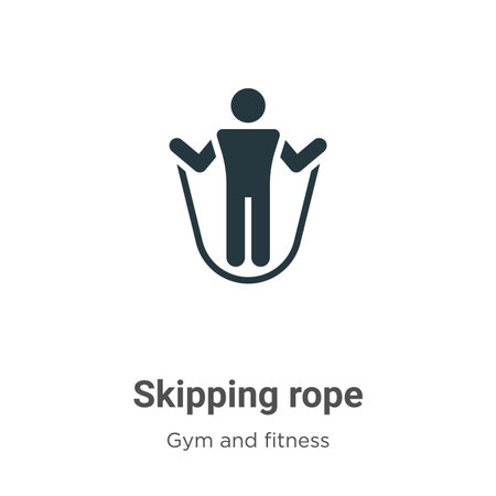 Skipping rope glyph icon vector on white background. Flat vector skipping rope icon symbol sign from modern gym and fitness collection for mobile concept and web apps design.のイラスト素材
