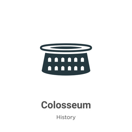 Colosseum glyph icon vector on white background. Flat vector colosseum icon symbol sign from modern history collection for mobile concept and web apps design.のイラスト素材