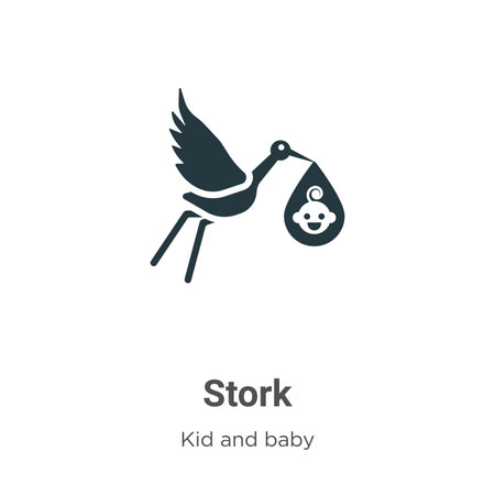Stork glyph icon vector on white background. Flat vector stork icon symbol sign from modern kid and baby collection for mobile concept and web apps design.のイラスト素材