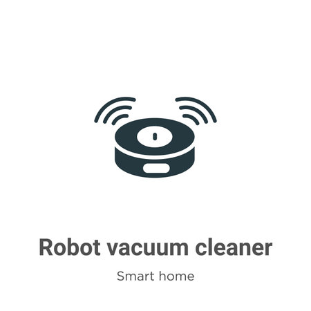 Robot vacuum cleaner glyph icon vector on white background. Flat vector robot vacuum cleaner icon symbol sign from modern smart home collection for mobile concept and web apps design.のイラスト素材