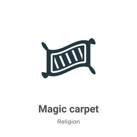Magic carpet glyph icon vector on white background. Flat vector magic carpet icon symbol sign from modern religion collection for mobile concept and web apps design.のイラスト素材