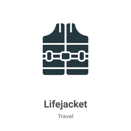Lifejacket glyph icon vector on white background. Flat vector lifejacket icon symbol sign from modern travel collection for mobile concept and web apps design.のイラスト素材