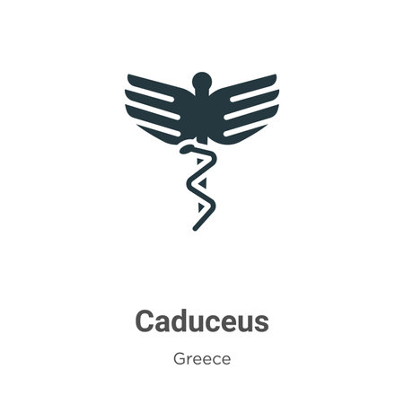 Caduceus glyph icon vector on white background. Flat vector caduceus icon symbol sign from modern greece collection for mobile concept and web apps design.のイラスト素材