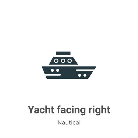 Yacht facing right glyph icon vector on white background. Flat vector yacht facing right icon symbol sign from modern nautical collection for mobile concept and web apps design.のイラスト素材