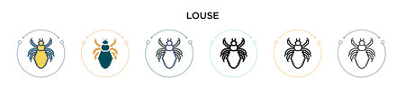 Louse icon in filled, thin line, outline and stroke style. Vector illustration of two colored and black louse vector icons designs can be used for mobile, ui, webのイラスト素材