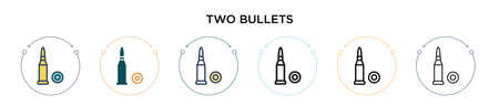Two bullets icon in filled, thin line, outline and stroke style. Vector illustration of two colored and black two bullets vector icons designs can be used for mobile, ui, webのイラスト素材