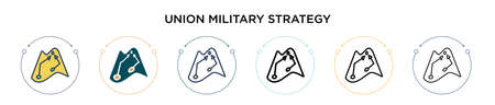 Union military strategy icon in filled, thin line, outline and stroke style. Vector illustration of two colored and black union military strategy vector icons designs can be used for mobile, ui, webのイラスト素材