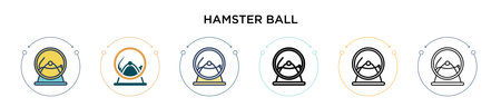 Hamster ball icon in filled, thin line, outline and stroke style. Vector illustration of two colored and black hamster ball vector icons designs can be used for mobile, ui, webのイラスト素材