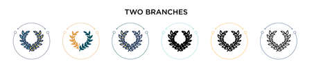 Two branches symbol of frame icon in filled, thin line, outline and stroke style. Vector illustration of two colored and black two branches symbol of frame vector icons designs can be used for mobile,のイラスト素材