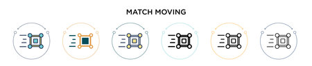 Match moving icon in filled, thin line, outline and stroke style. Vector illustration of two colored and black match moving vector icons designs can be used for mobile, ui, webのイラスト素材