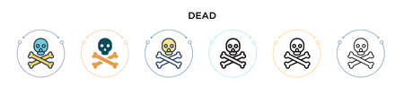Dead icon in filled, thin line, outline and stroke style. Vector illustration of two colored and black dead vector icons designs can be used for mobile, ui, webのイラスト素材