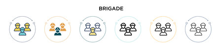 Brigade icon in filled, thin line, outline and stroke style. Vector illustration of two colored and black brigade vector icons designs can be used for mobile, ui, webのイラスト素材