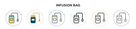 Infusion bag icon in filled, thin line, outline and stroke style. Vector illustration of two colored and black infusion bag vector icons designs can be used for mobile, ui, webのイラスト素材