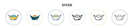Sycee icon in filled, thin line, outline and stroke style. Vector illustration of two colored and black sycee vector icons designs can be used for mobile, ui, webのイラスト素材