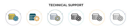 Technical support icon in filled, thin line, outline and stroke style. Vector illustration of two colored and black technical support vector icons designs can be used for mobile, ui, webのイラスト素材
