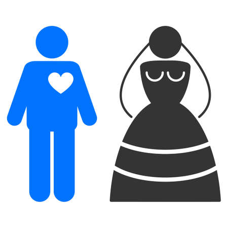 Marriage Persons flat vector pictograph. An isolated icon on a white background.のイラスト素材