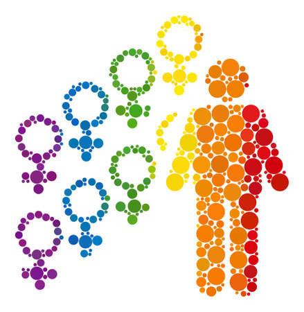 Harem symbol composition icon of spheric blots in various sizes and spectrum color tints. A dotted LGBT-colored Harem symbol for lesbians, gays, bisexuals, and transgenders.のイラスト素材
