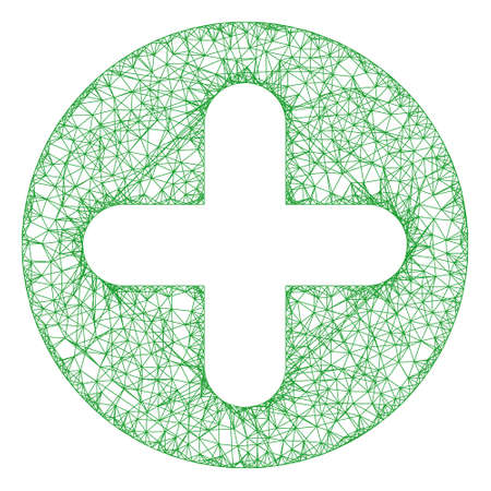 Web network add vector icon. Flat 2d carcass created from add pictogram. Abstract carcass mesh polygonal add. Net carcass flat network in vector format, on a white background.のイラスト素材