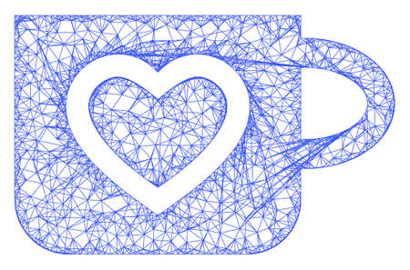 Web network favourite cup vector icon. Flat 2d carcass created from favourite cup pictogram. Abstract carcass mesh polygonal favourite cup. Net carcass flat mesh in vector format,のイラスト素材