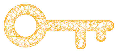 Web net key vector icon. Flat 2d carcass created from key pictogram. Abstract carcass mesh polygonal key. Net carcass 2D network in vector format, on a white background.のイラスト素材
