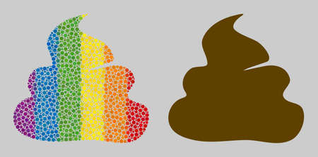Shit composition icon of circle elements in various sizes and spectrum color tones. A dotted LGBT-colored Shit for lesbians, gays, bisexuals, and transgenders. Vector symbol in LGBT flag colors.のイラスト素材