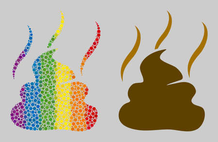 Shit smell collage icon of round dots in different sizes and rainbow color hues. A dotted LGBT-colored Shit smell for lesbians, gays, bisexuals, and transgenders.のイラスト素材