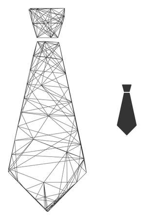 Web network male tie vector icon. Flat 2d carcass created from male tie pictogram. Abstract carcass mesh polygonal male tie. Net carcass flat mesh in eps vector format, on a white background.のイラスト素材