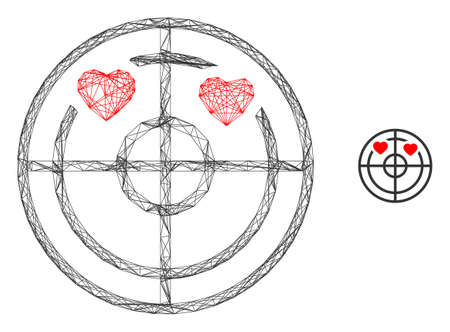 Web net love hearts radar vector icon. Flat 2d carcass created from love hearts radar pictogram. Abstract frame mesh polygonal love hearts radar. Net frame flat mesh in eps vector format,のイラスト素材