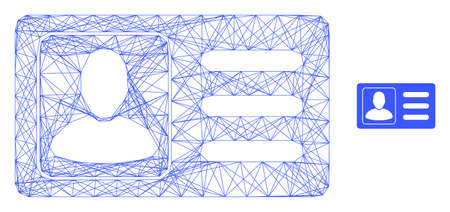 Web mesh user account card vector icon. Flat 2d carcass created from user account card pictogram. Abstract carcass mesh polygonal user account card. Linear carcass flat network in vector format,のイラスト素材