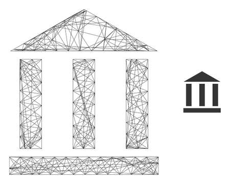 Web network library building vector icon. Flat 2d carcass created from library building pictogram. Abstract carcass mesh polygonal library building. Net carcass flat network in vector format,のイラスト素材