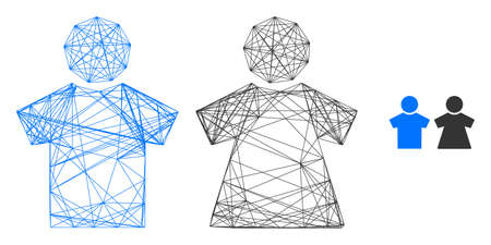 Web net people couple vector icon. Flat 2d model created from people couple pictogram. Abstract frame mesh polygonal people couple. Net frame flat mesh in vector EPS format, on a white background.のイラスト素材