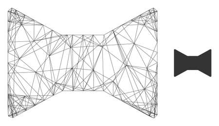 Web net tie bow vector icon. Flat 2d carcass created from tie bow pictogram. Abstract frame mesh polygonal tie bow. Net frame flat mesh in vector EPS format, on a white background.のイラスト素材