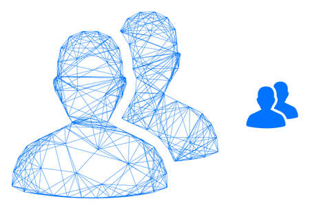 Web carcass users vector icon. Flat 2d carcass created from users pictogram. Abstract carcass mesh...