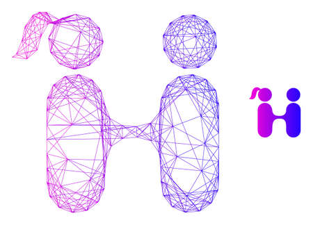 Web carcass lovers meeting vector icon. Flat 2d carcass created from lovers meeting pictogram. Abstract carcass mesh polygonal lovers meeting. Wire carcass 2D network in vector format,のイラスト素材
