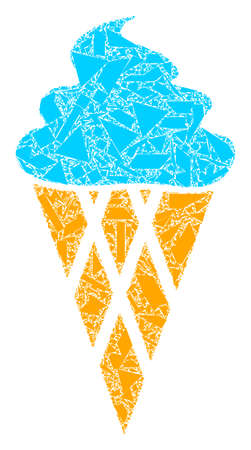Spall mosaic icecream icon. Icecream collage icon of debris items which have variable sizes, and positions, and color tones. Vector collage for abstract images.のイラスト素材