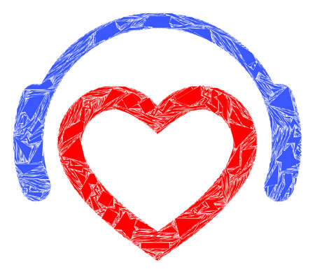 Shard mosaic favourite dj headphones icon. Favourite dj headphones mosaic icon of shard elements which have variable sizes, and positions, and color tones. Vector composition for abstract images.のイラスト素材