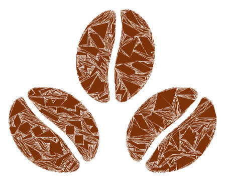 Debris mosaic cacao beans icon. Cacao beans collage icon of debris items which have variable sizes, and positions, and color shades. Vector collage for abstract images.のイラスト素材