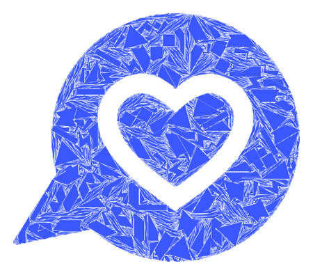 Debris mosaic favourite heart message icon. Favourite heart message collage icon of spall elements which have various sizes, and positions, and color hues. Vector collage for abstract images.のイラスト素材